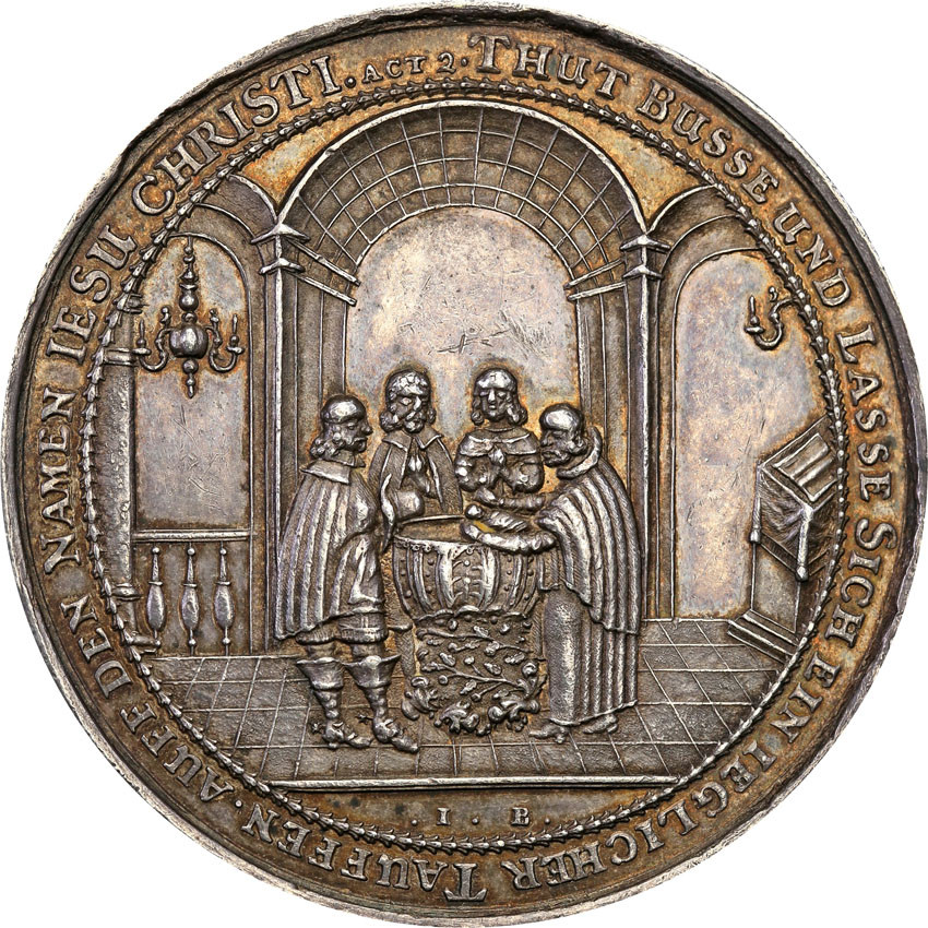 Polska, Śląsk, Wrocław. Medal na chrzest, J. Buchheim (1642-1683), srebro - RZADKI